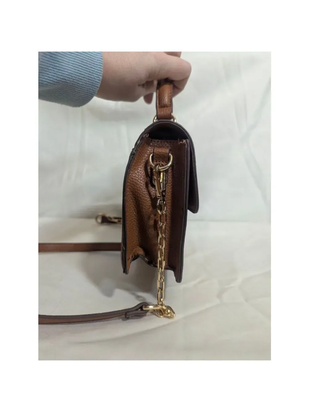 Anne Klein Logo Crossbody Convertible Shoulder Bag Brown Tan - Picture 5 of 13
